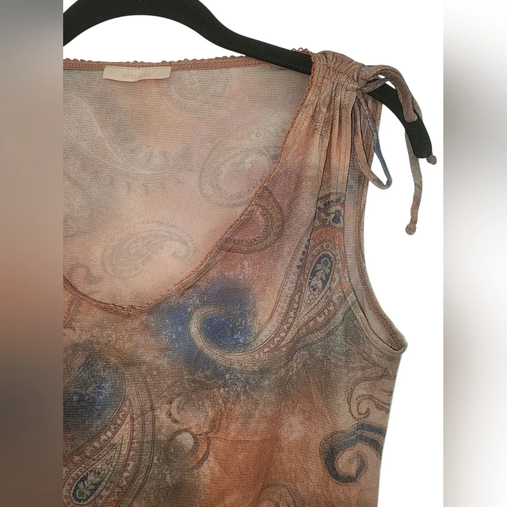 VTG FOREVER 21 mesh paisley top, size L - Picture 2 of 5